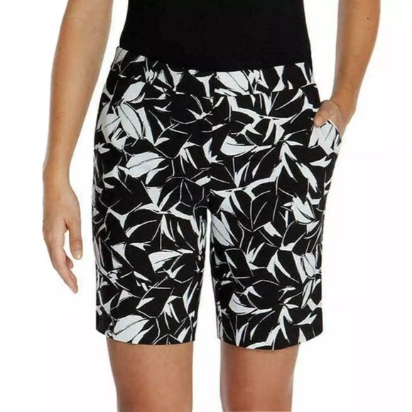 Mario Serrani Comfort Stretch Fabric Shorts with Tummy Control (Black/White, 12) - Picture 6 of 6